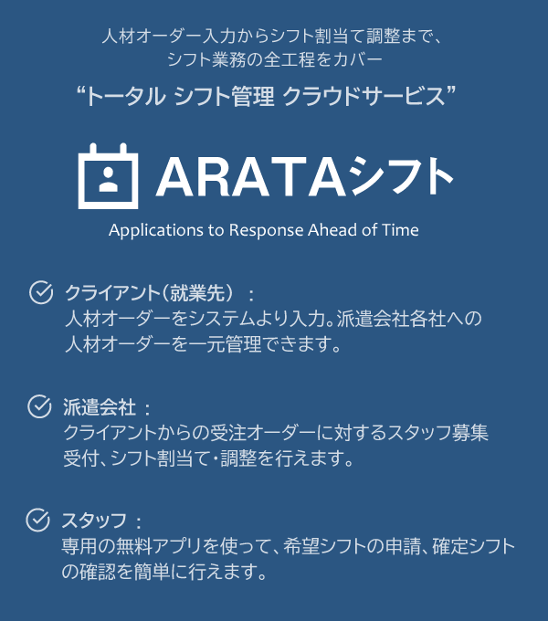 【デモ環境】ARATAシフト